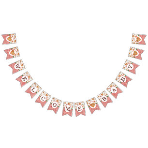Welcome Baby Pizza Baby Shower Bunting Flags