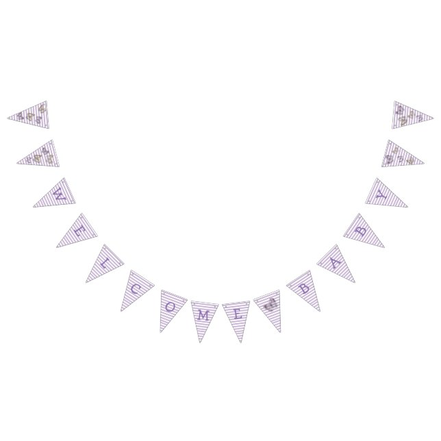 Welcome Baby Purple Gold Butterfly Flag Banner (All)