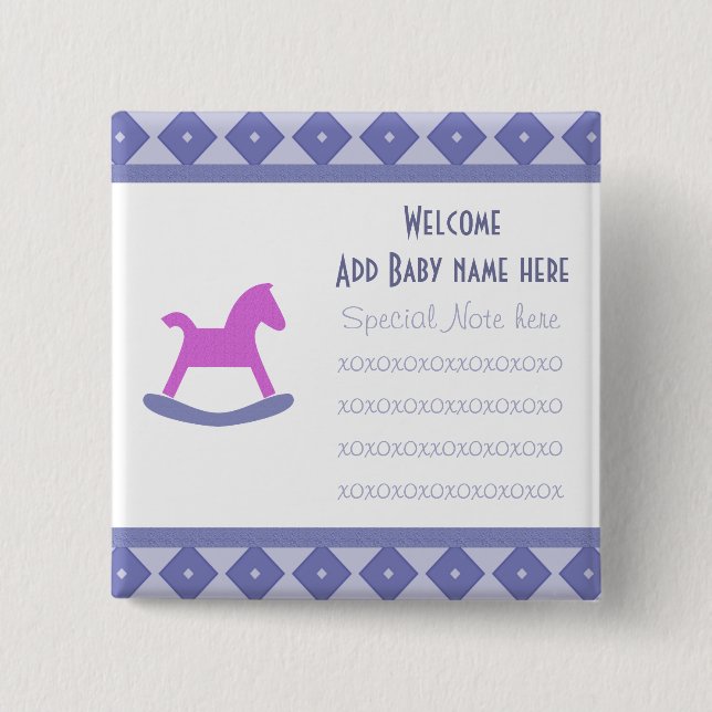 Welcome Baby Rocking Horse Button (Front)