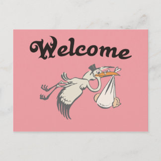 welcome Baby Rose Announcement Postcard