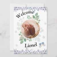 Welcome baby round photo boy
