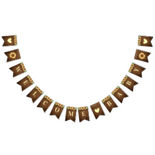 Welcome Baby Rustic Sunflower Fall Shower Sprinkle Bunting Flags