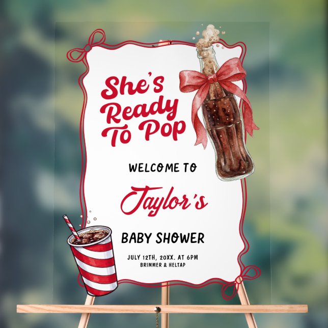 Welcome Baby Shower Acrylic Sign, Ready to Pop   Sign (Neutral)