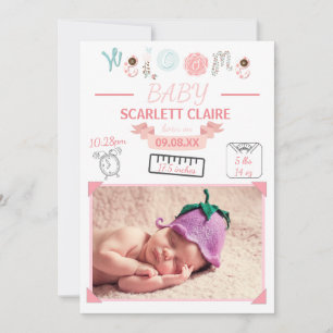 Welcome Baby with Drawings - Birth Announcement