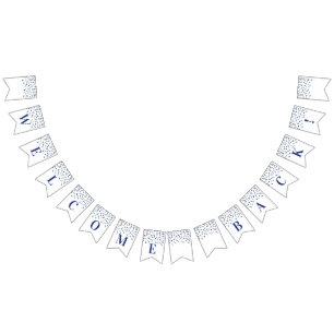 Welcome Back Banner Blue Silver Confetti