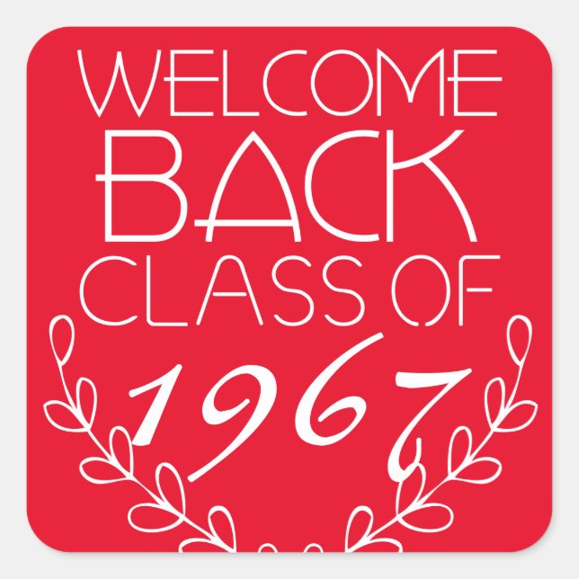 Welcome Back Class Of Square Sticker (Front)