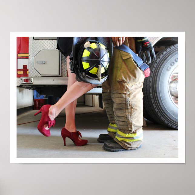 Welcome Back Firefighter Kiss A Fireman High Heels Poster (Front)