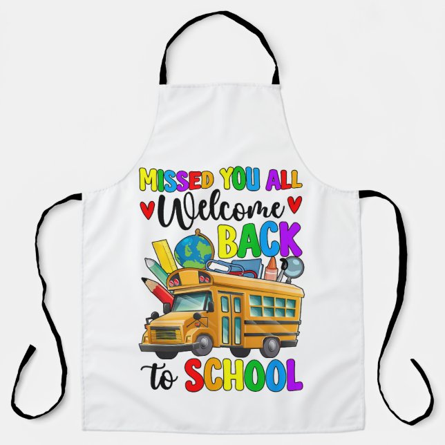Welcome Back First Day Of School Bus Driver Apron (Front)