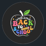 Welcome Back I'm Glad You're Here Back To School T Classic Round Sticker<br><div class="desc">Welcome Back I'm Glad You're Here Back To School Teacher 1</div>
