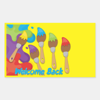 Welcome Back Paintbrushes Primary Colours Custom Sticker