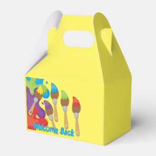 Welcome Back Paintbrushes Primary Colours Favor Box
