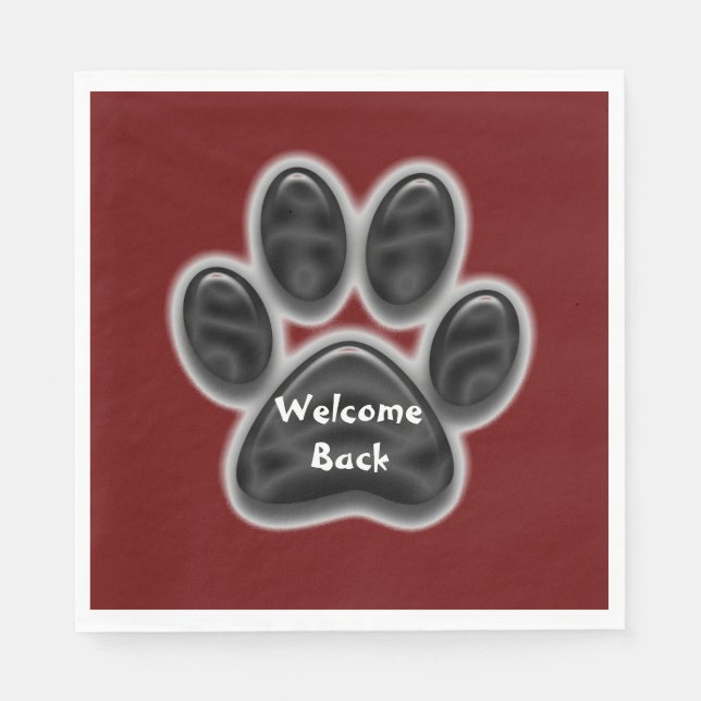 Welcome Back Paw Print Dog Lover Animal Napkin (Front)