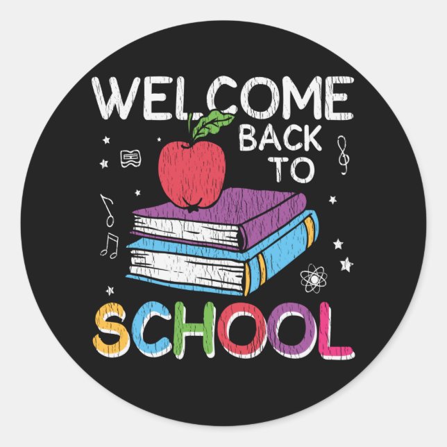 Welcome Back School First Grade Teacher Kids Crew Classic Round Sticker (Front)