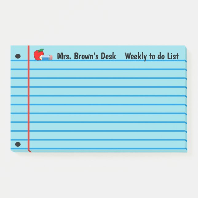 Welcome Back School Teacher's Desk Post It Notes (Front)
