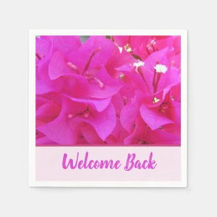 Welcome Back Teachers Pink Flower Party School Napkin
