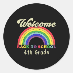 Welcome Back To School 4th Grade Teacher Student R Classic Round Sticker