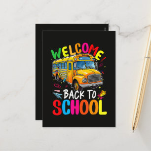 Welcome Back to School Bus 1st Day of School Holiday Postcard