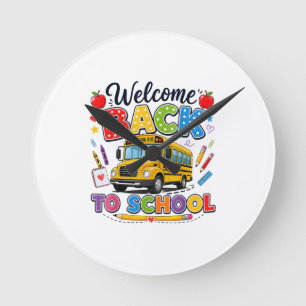 Welcome Back to School Bus Driver Tees First Day o Round Clock