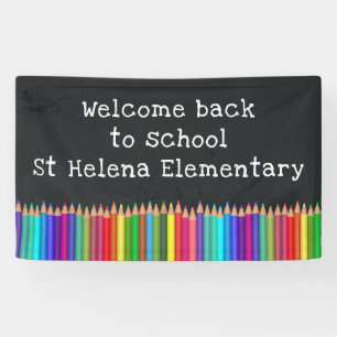 Welcome Back to School Coloured Pencils Chalkboard Banner