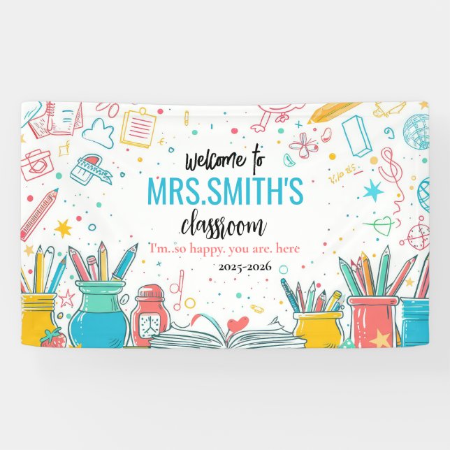 Welcome Back to School Colourful First Day  Banner (Horizontal)