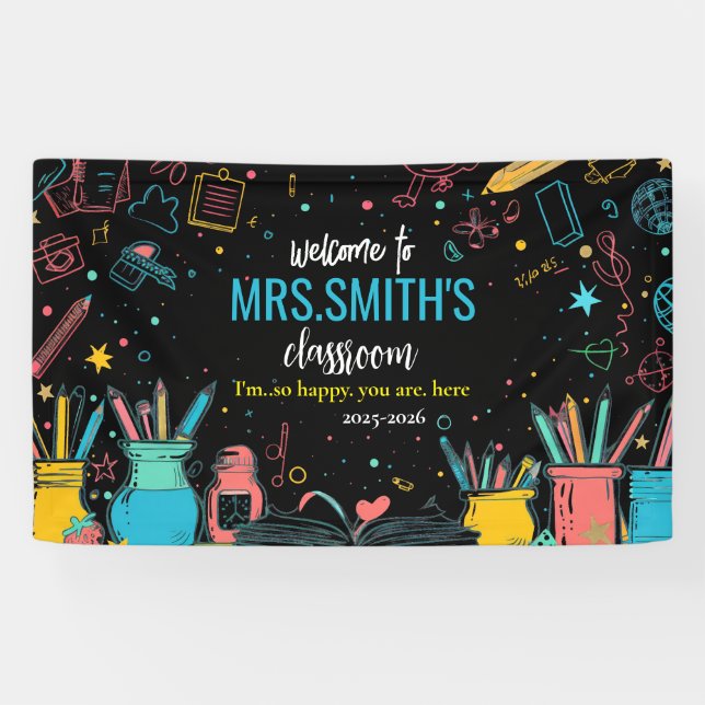 Welcome Back to School Colourful First Day  Banner (Horizontal)