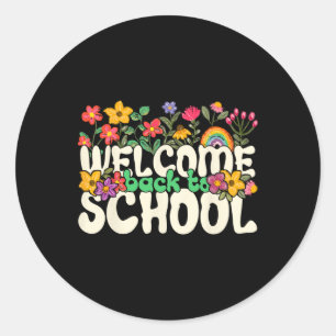 Welcome Back To School Colourful Flowers Teachers Classic Round Sticker