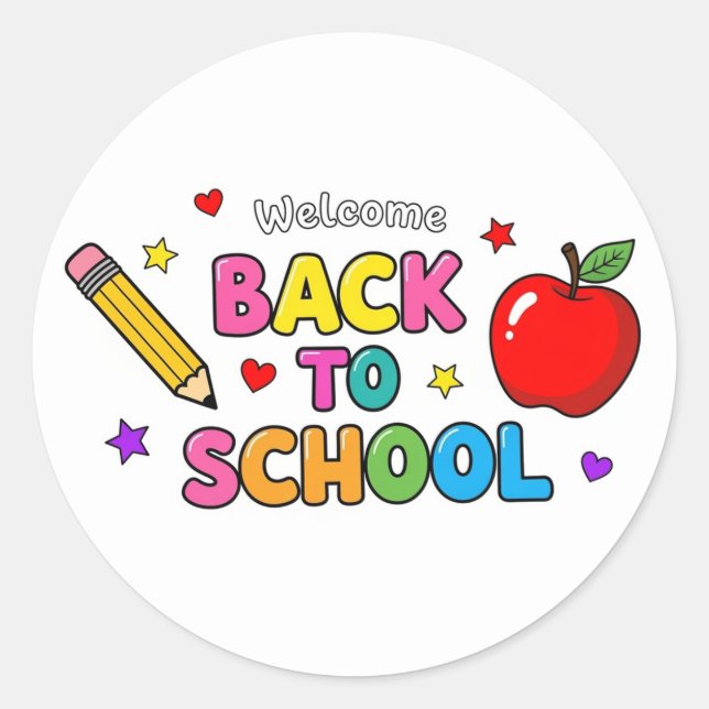Welcome Back To School Colourful Stickers (Front)