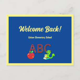 Welcome Back to School Custom ABC Bookworm  Postcard