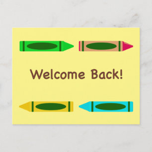 Welcome Back to School Custom Colours Crayon Postcard