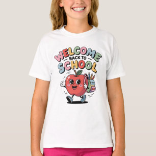Welcome Back To School Cute Apple Girls Women T-Shirt