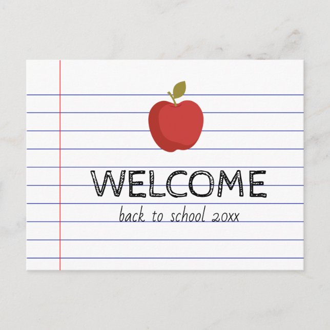 Welcome Back to School Cute Apple Postcard (Front)