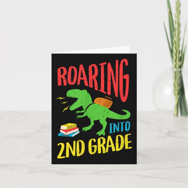 Welcome Back To School Cute Dinosaur 2nd Grade  Card (Front)