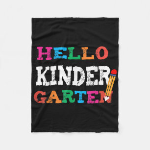 Welcome Back To School Cute Hello Kindergarten  Fleece Blanket