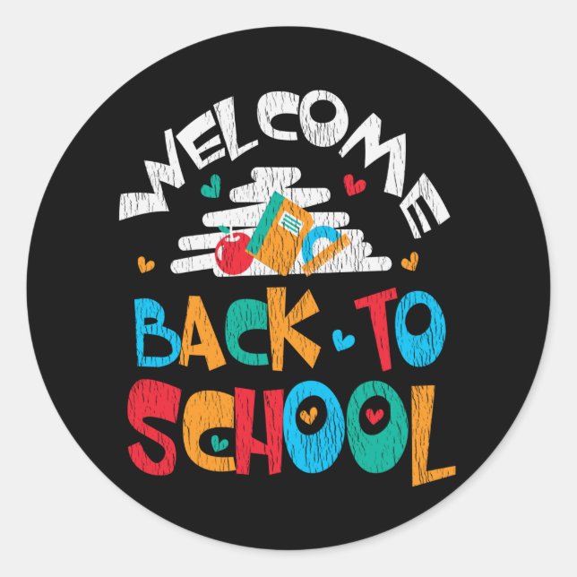 Welcome Back To School First Day of School Student Classic Round Sticker (Front)