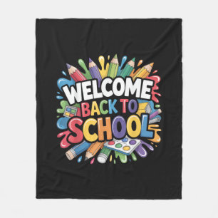 Welcome Back to School First Day of School Teacher Fleece Blanket