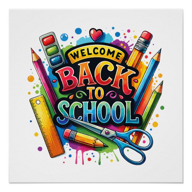 Welcome Back To School First Day of School Teacher Poster (Front)