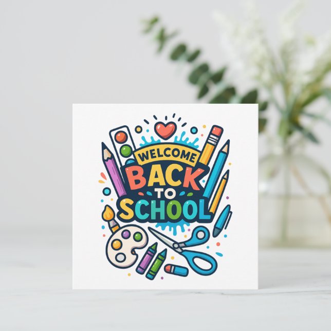 Welcome Back to School Fun Art Design Invitation (Standing Front)