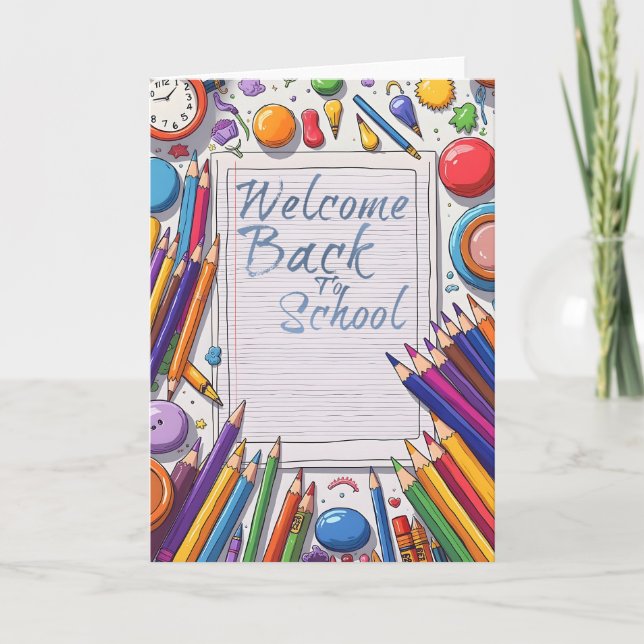 Welcome Back to School – Fun & Colourful Card (Front)