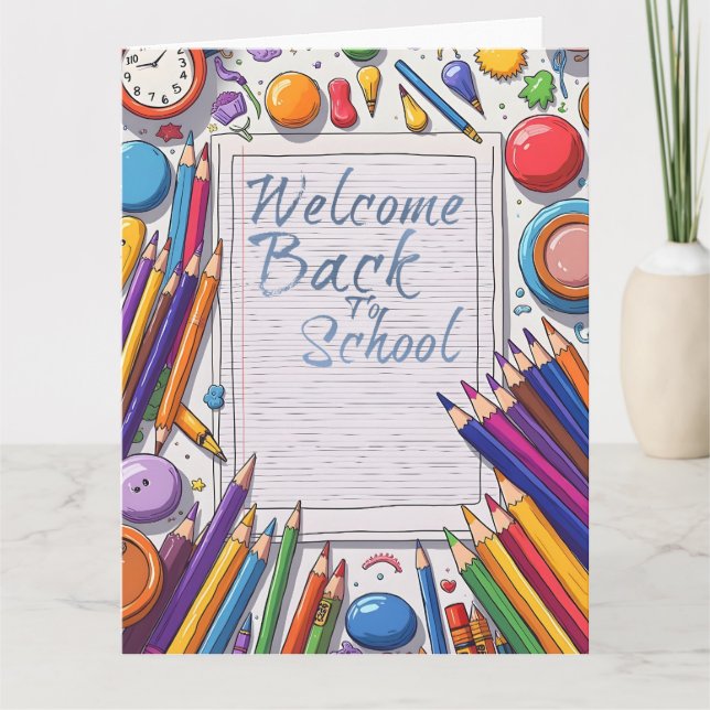 Welcome Back to School – Fun & Colourful Card (Front)