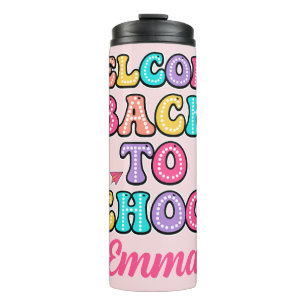 Welcome Back To School Groovy Paper Airplane Thermal Tumbler