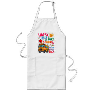 Welcome Back To School Happy First Day Long Apron