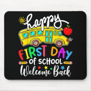 Welcome Back To School Happy First Day Teacher Bus Mouse Pad