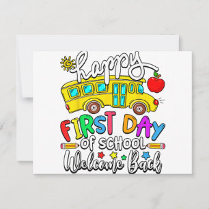 Welcome Back To School Happy First Day Teacher Bus Save The Date