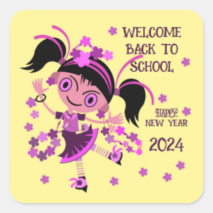 WELCOME BACK TO SCHOOL HAPPY NEW YEAR GIFT SQUARE STICKER