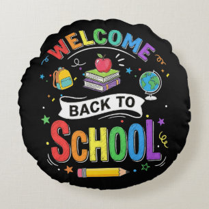 Welcome Back to School Kids Teacher First Day Round Pillow