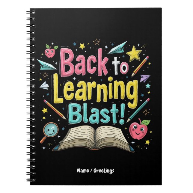 Welcome Back to School Learning Blast Kids Teacher Notebook (Front)