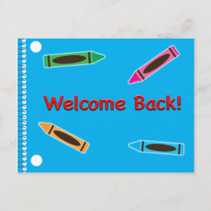 Welcome Back to School Notebook Crayons Postcard