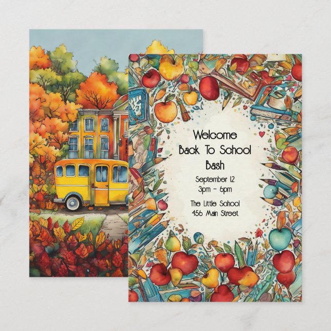 Welcome Back To School Party Invitation (Front/Back)
