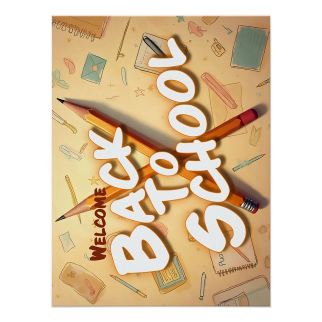 Welcome Back to School – Pencil Art Design Poster (Front)