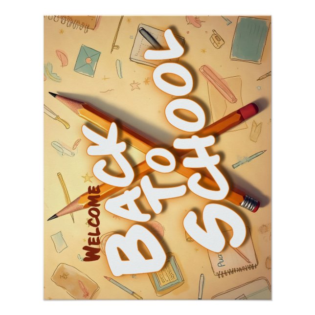 Welcome Back to School – Pencil Art Design Poster (Front)